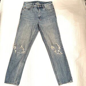 Ksubi The Slim Pin Distressed High Rise Jeans – Size 27 – Light Wash Denim